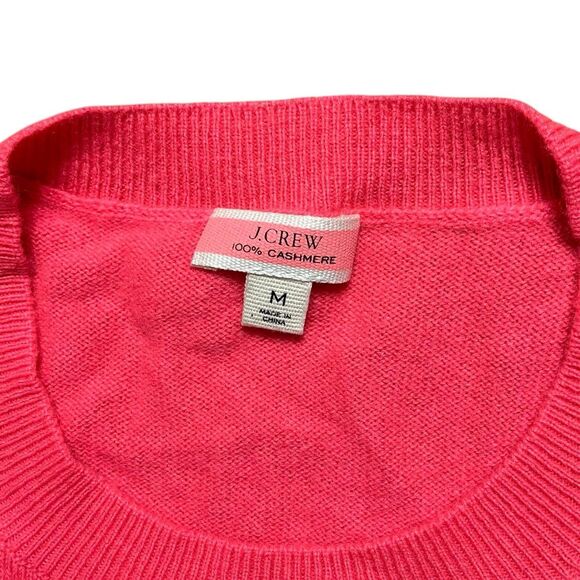 J Crew Sweater M Pink Cashmere Classic-fit Crewneck BA400 Neon Bright Soft New - Picture 3 of 10